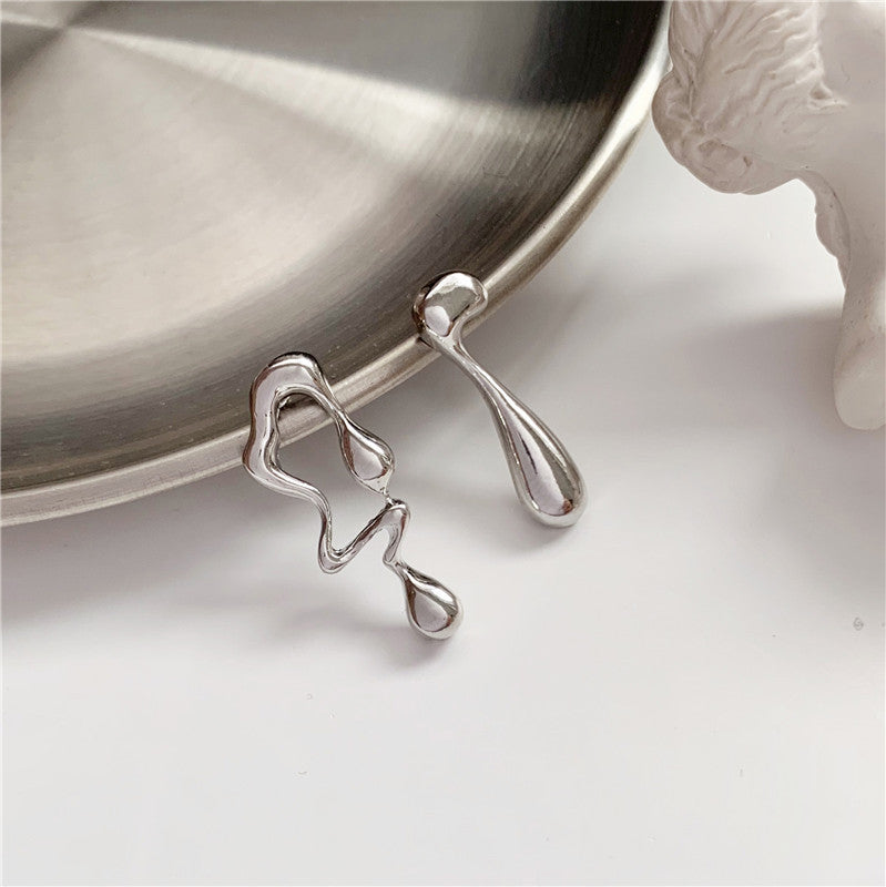 Irregular Liquid Earrings 925 Sterling Silver