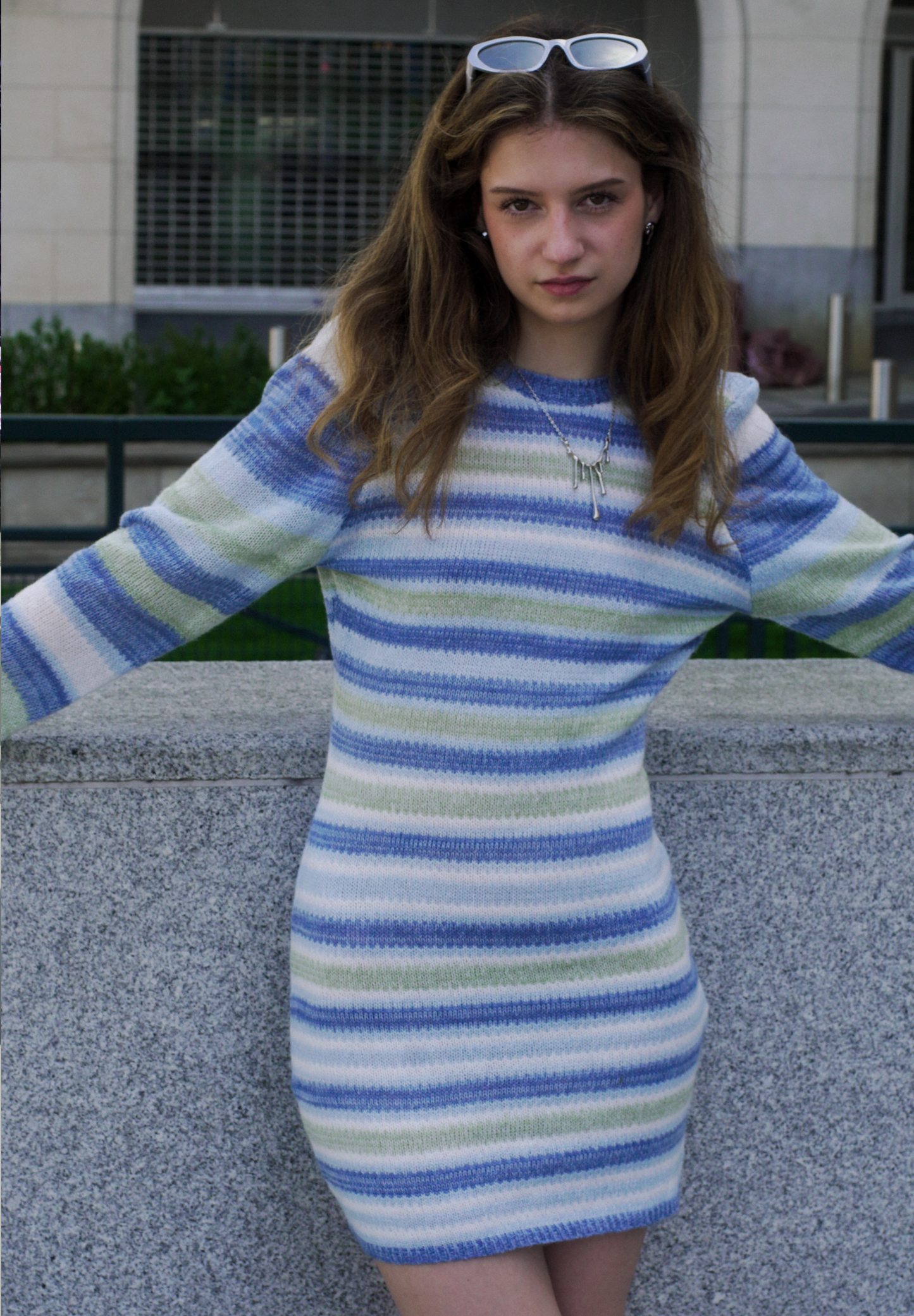 Tie Dye Striped Knit Dress