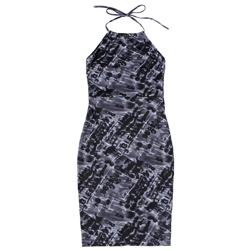 Grey Tie Dye Printed Midi Dress