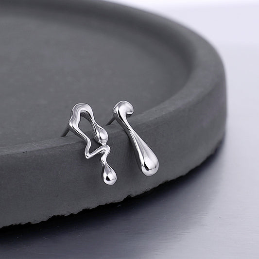 Irregular Liquid Earrings 925 Sterling Silver