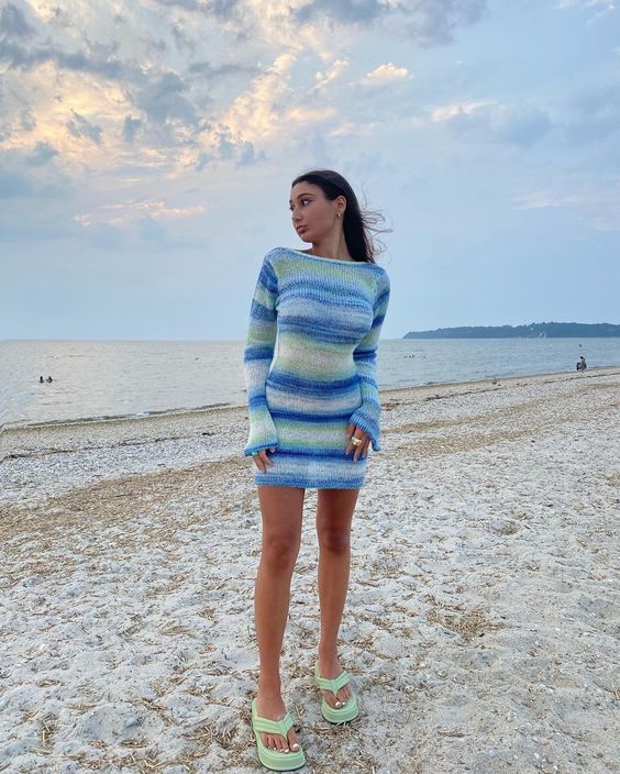 Tie Dye Striped Knit Dress