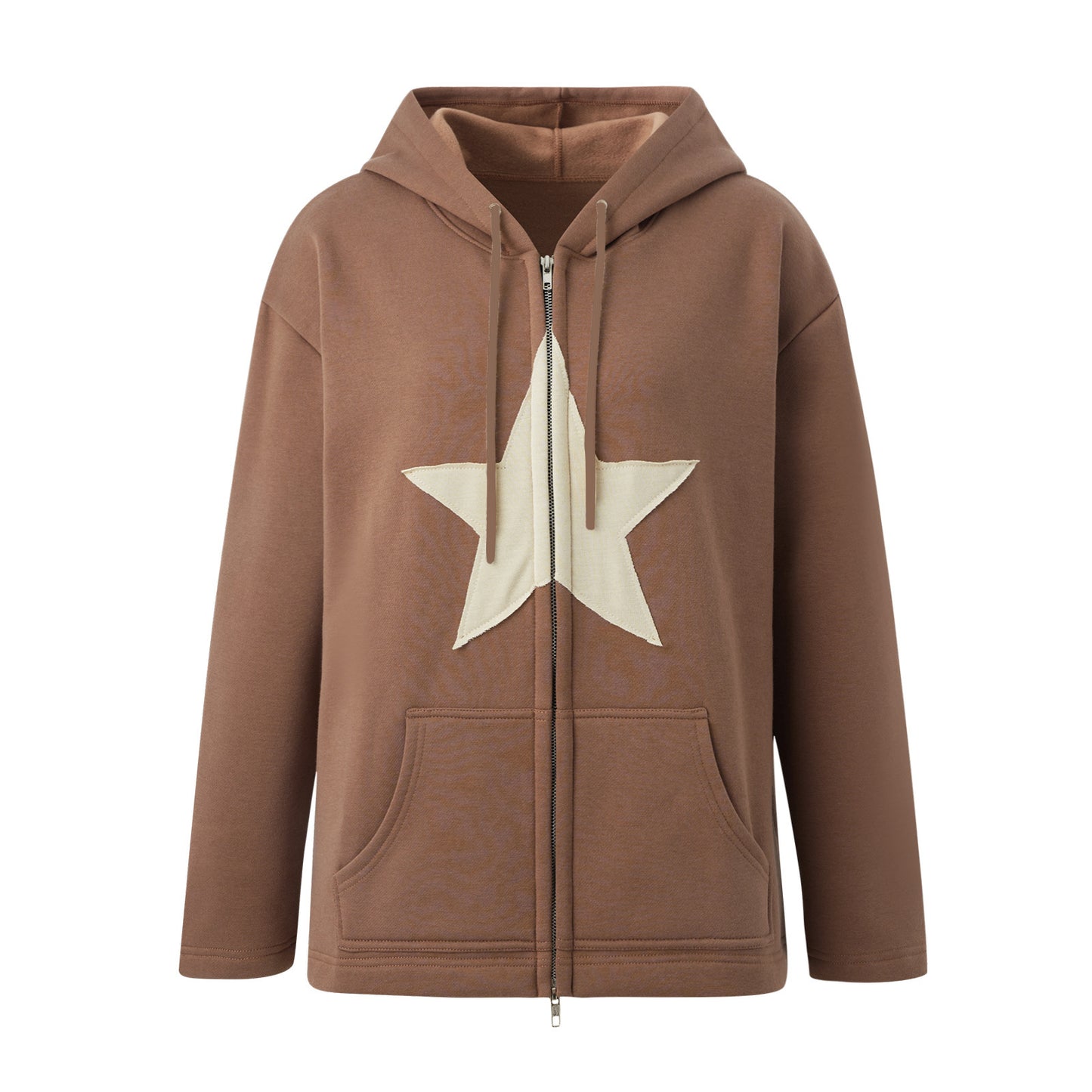 Star Patch Zip-Up Hoodie