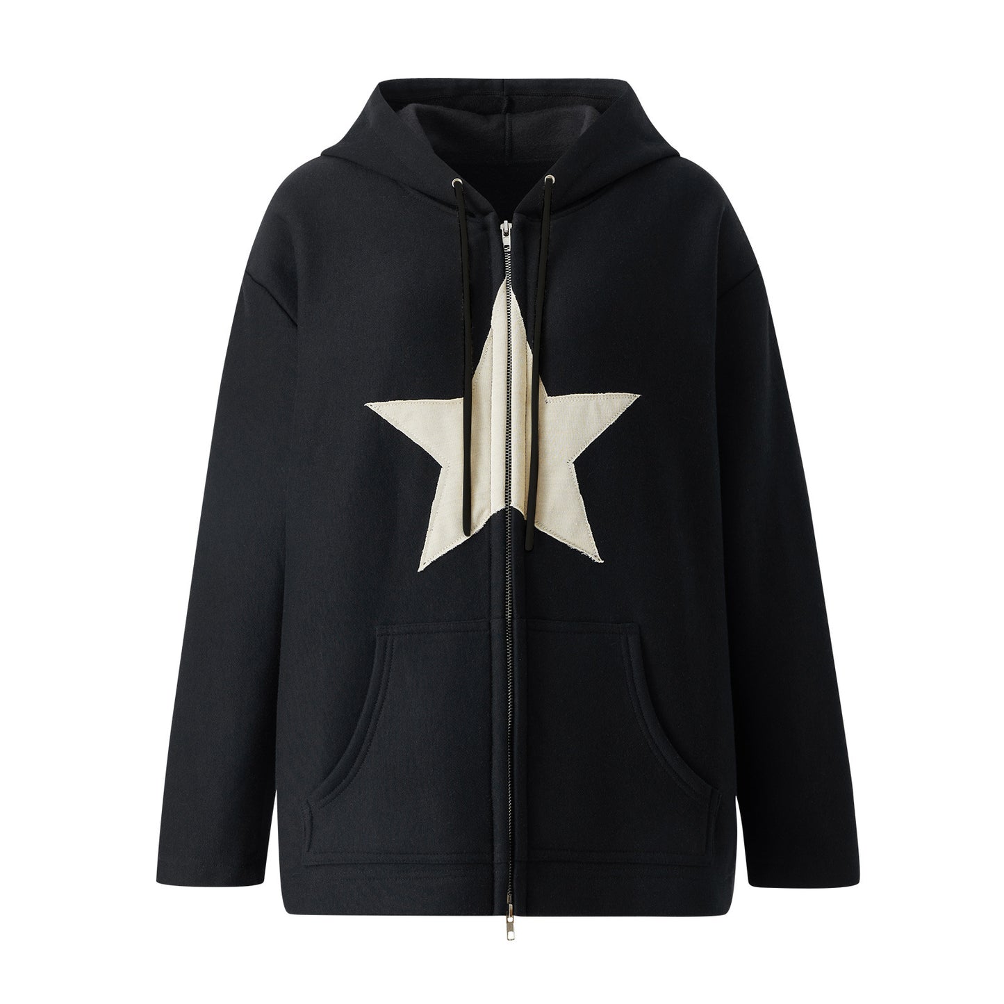 Star Patch Zip-Up Hoodie