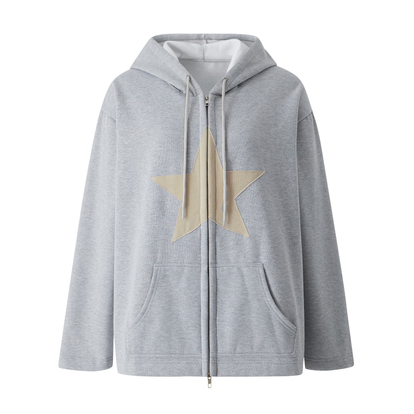 Star Patch Zip-Up Hoodie