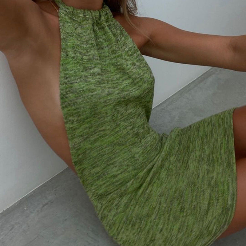 Halter Knitted Dress Backless