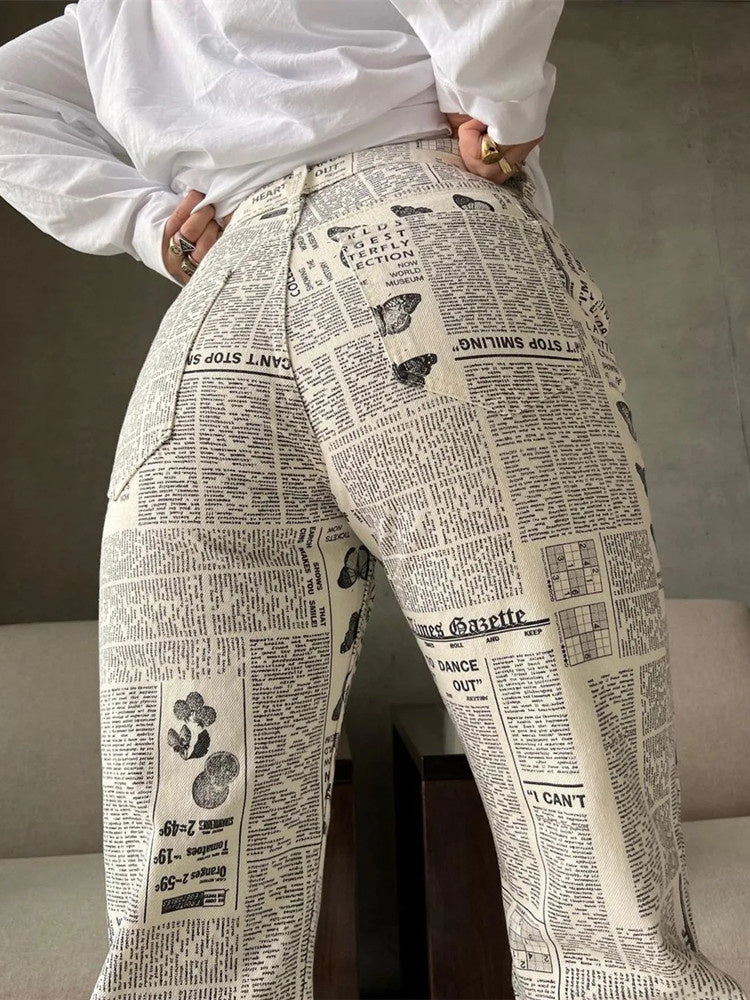 Newspaper discount print joggers